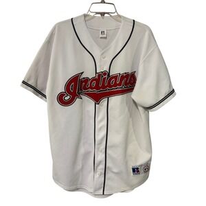 Vintage Cleveland Indians MLB Jersey Mens Large Ohio Russell Athletic Made Korea